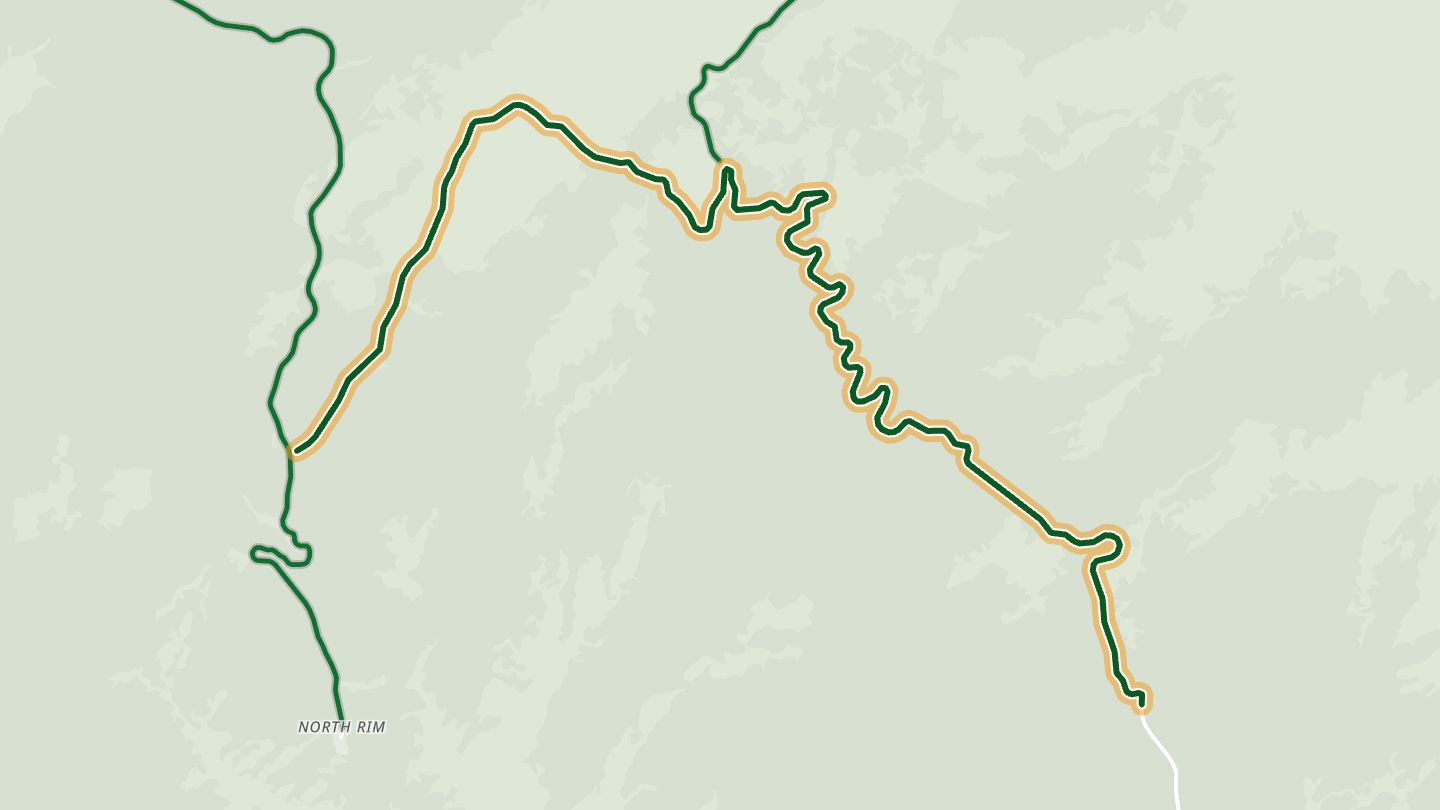 Map of Cape Royal Road near North Rim, with the road highlighted
