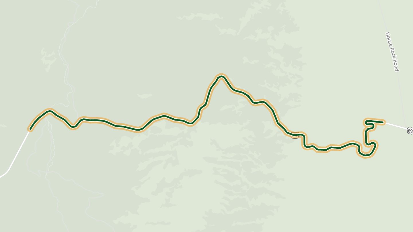 Map of Fredonia-Vermilion Cliffs Scenic Road (US 89A) near Marble Canyon, with the road highlighted