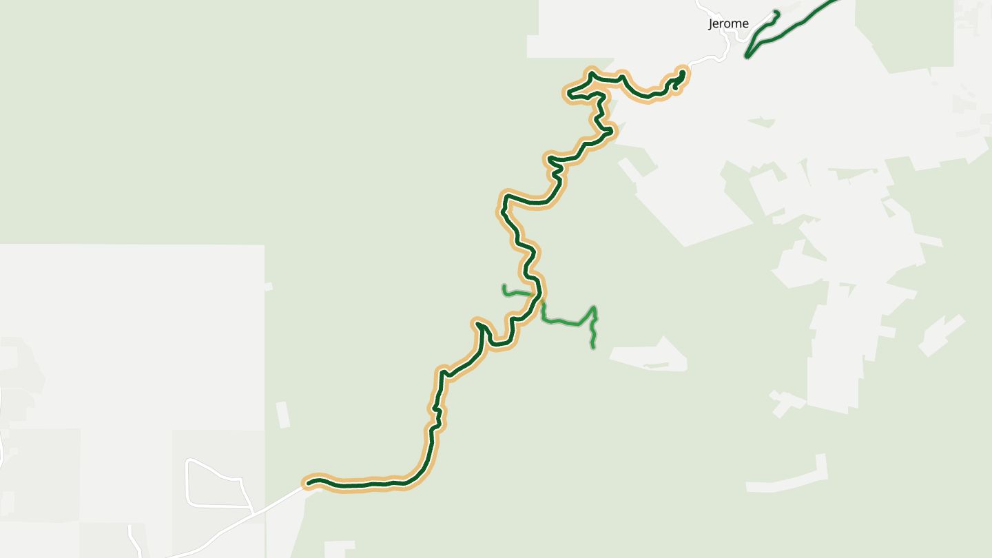 Map of Mingus Mountain (AZ 89A) near Jerome, with the road highlighted