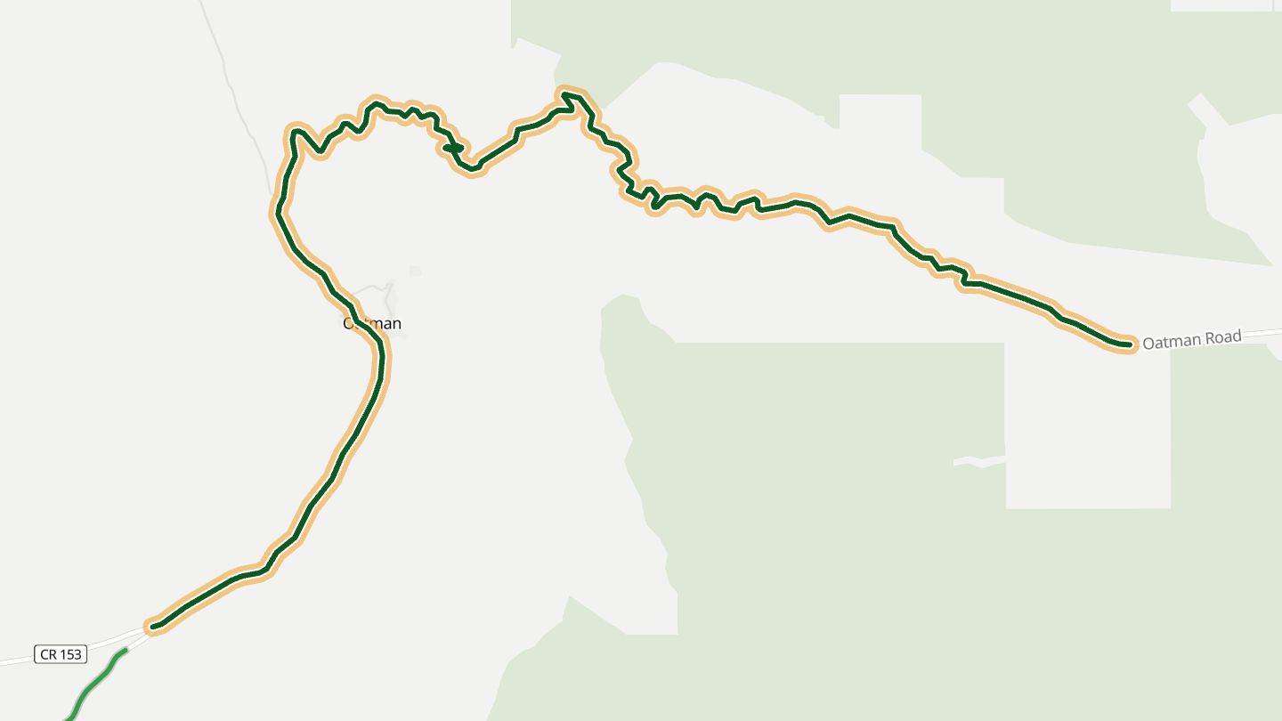 Map of Oatman Highway near Oatman, with the road highlighted