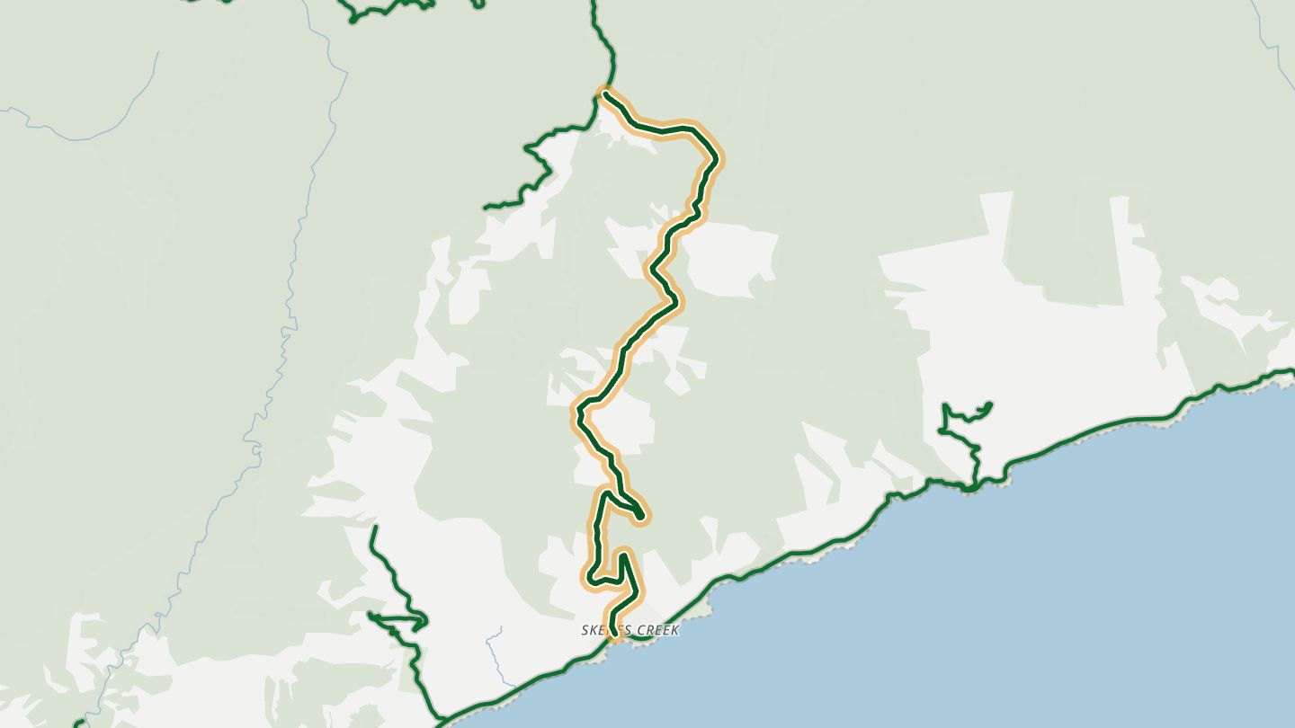 Map of Skenes Creek Road near Apollo Bay, with the road highlighted