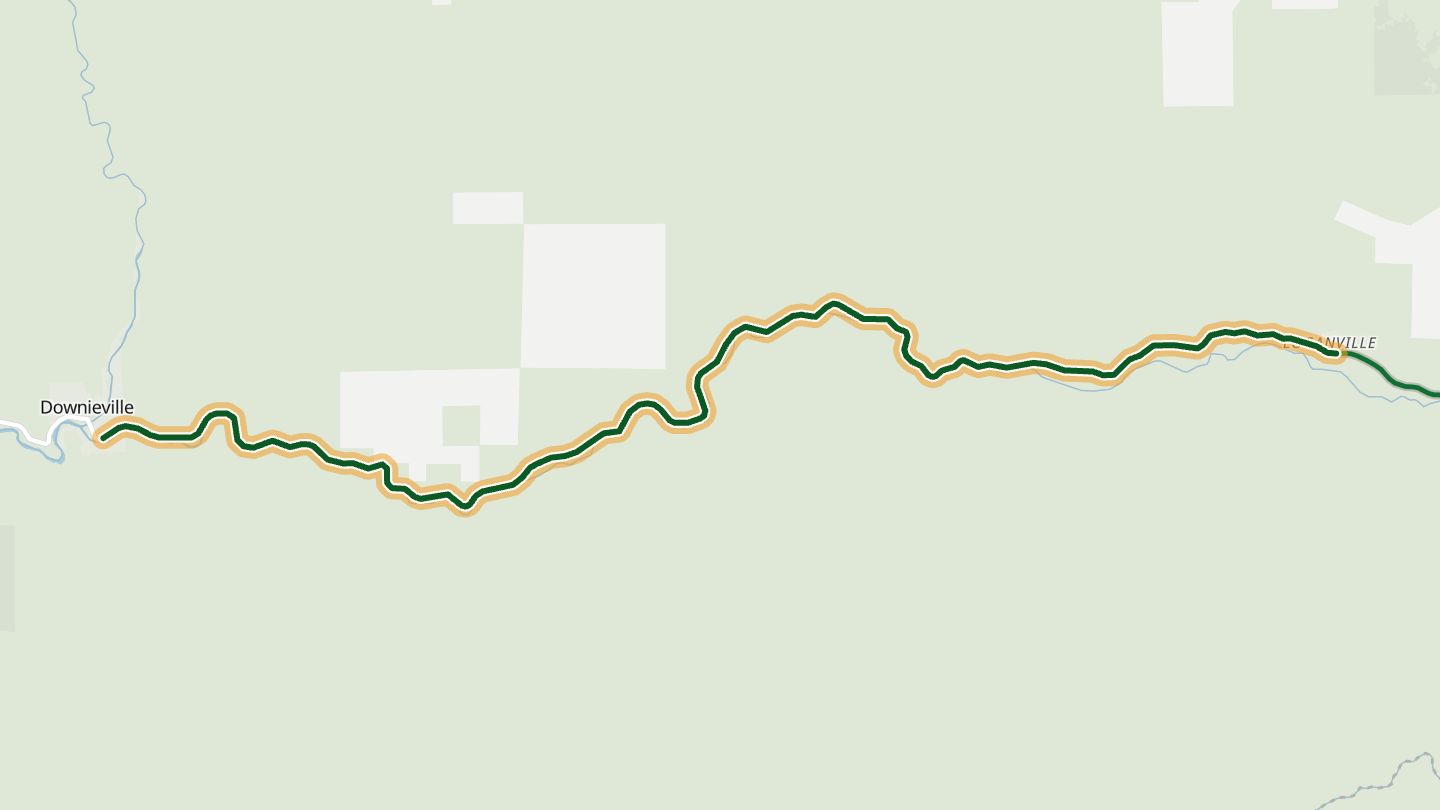 Map of CA 49 (Sierra City to Downieville) near Downieville, with the road highlighted