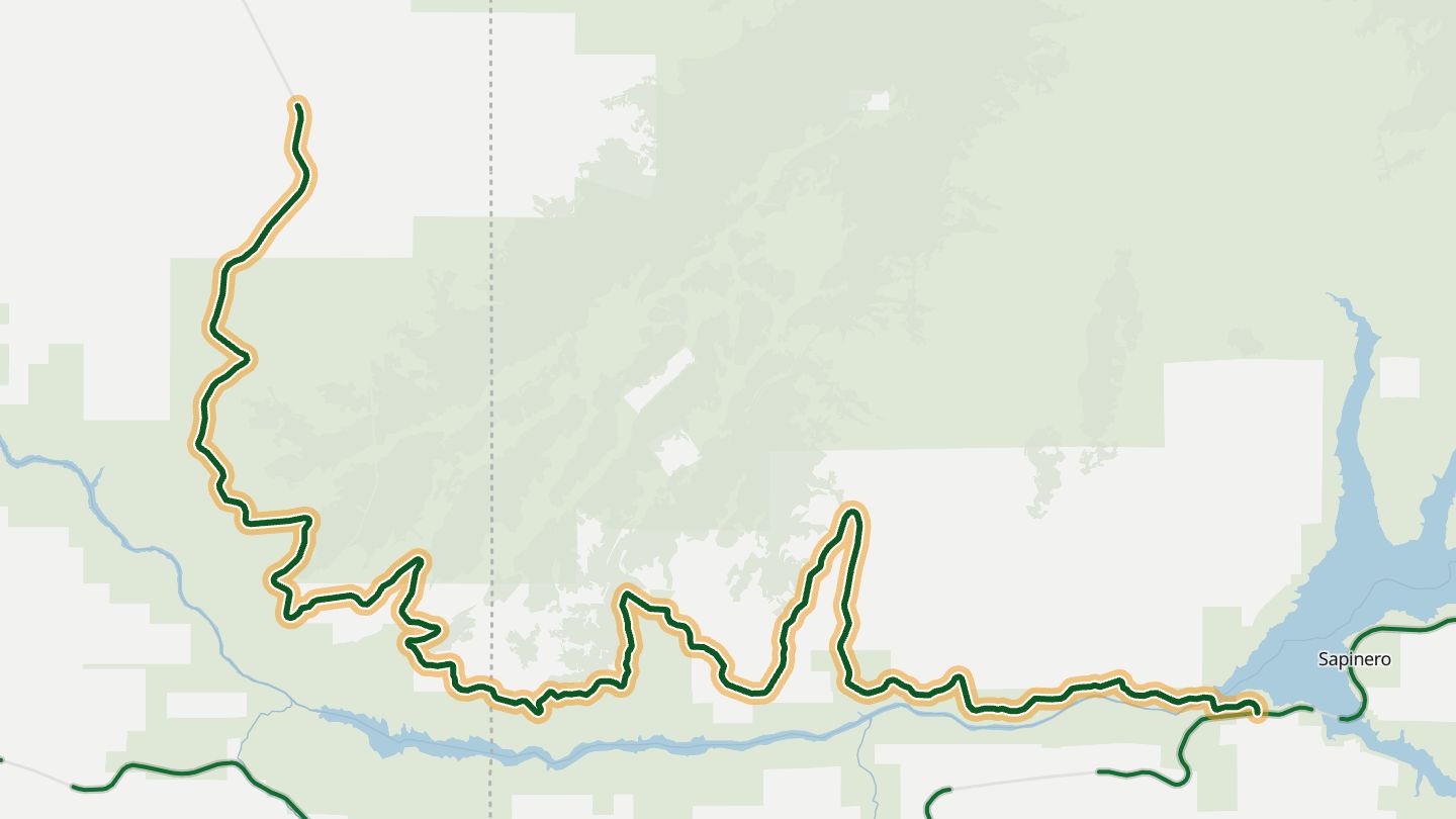 Map of CO 92 Black Canyon North Rim near Crawford, with the road highlighted