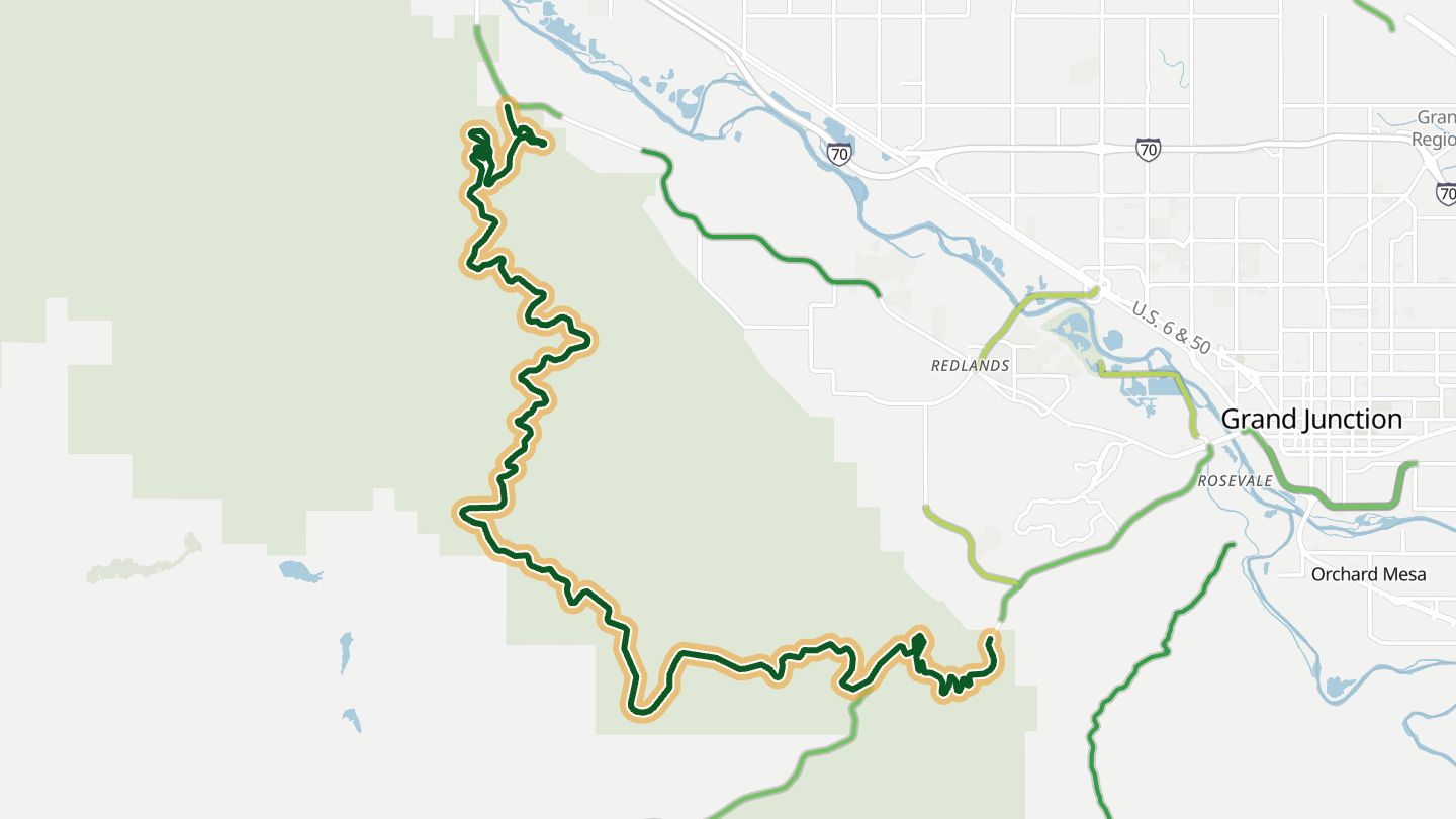 Map of Rim Rock Drive near Redlands, with the road highlighted