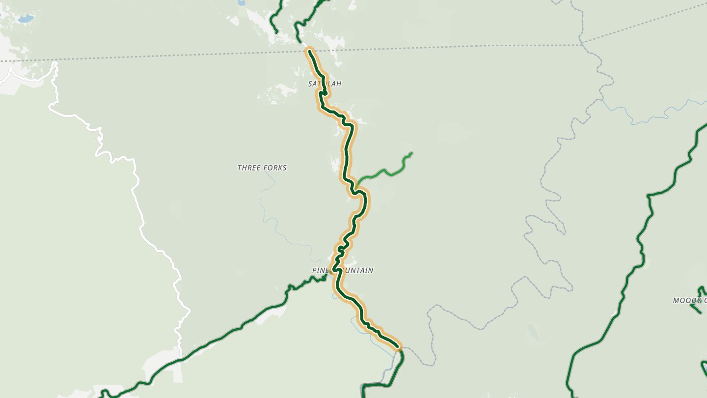 Map of Georgia 28 (Highway 28) near Satolah, with the road highlighted