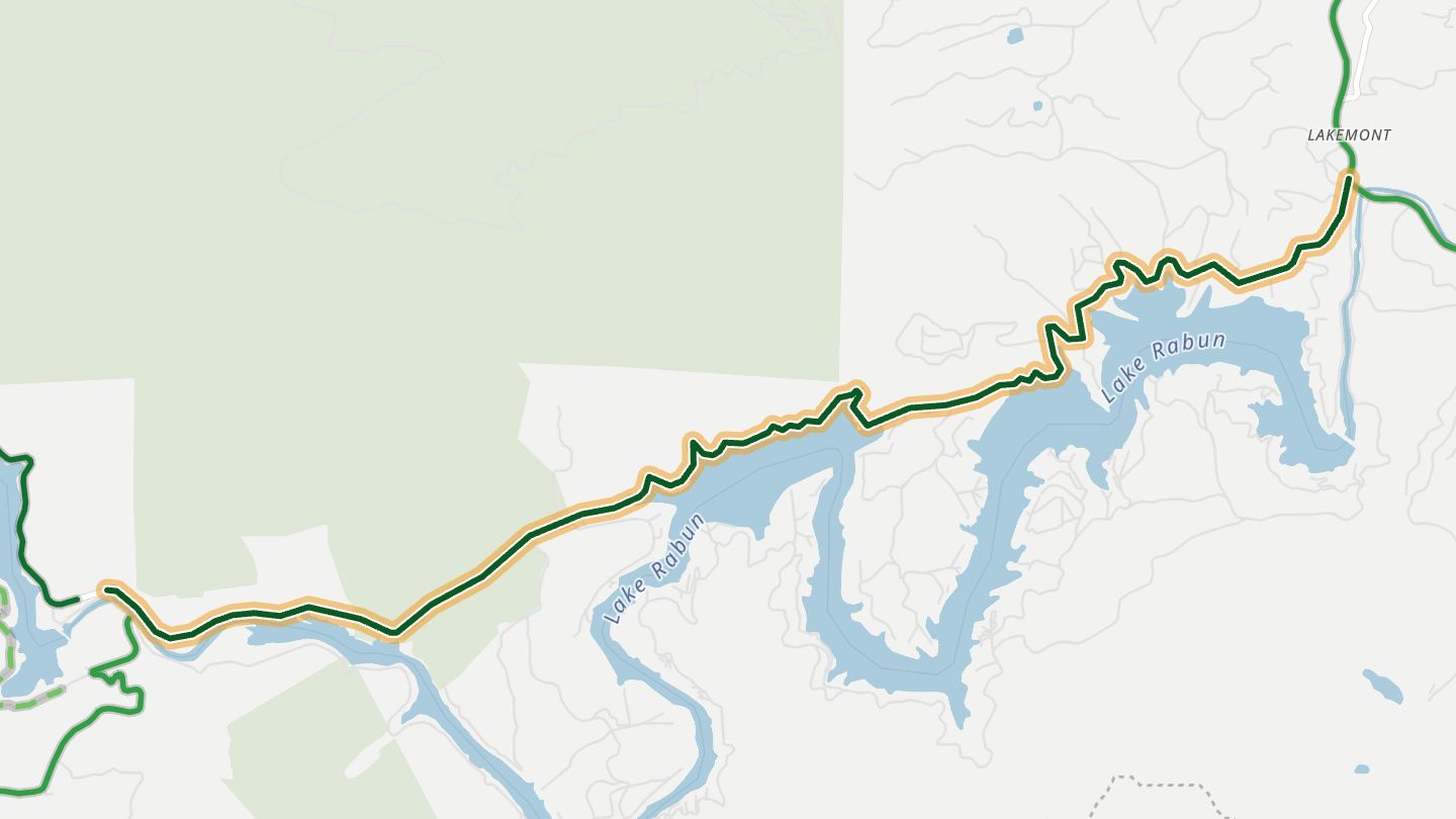 Map of Lake Rabun Road near Lakemont, with the road highlighted