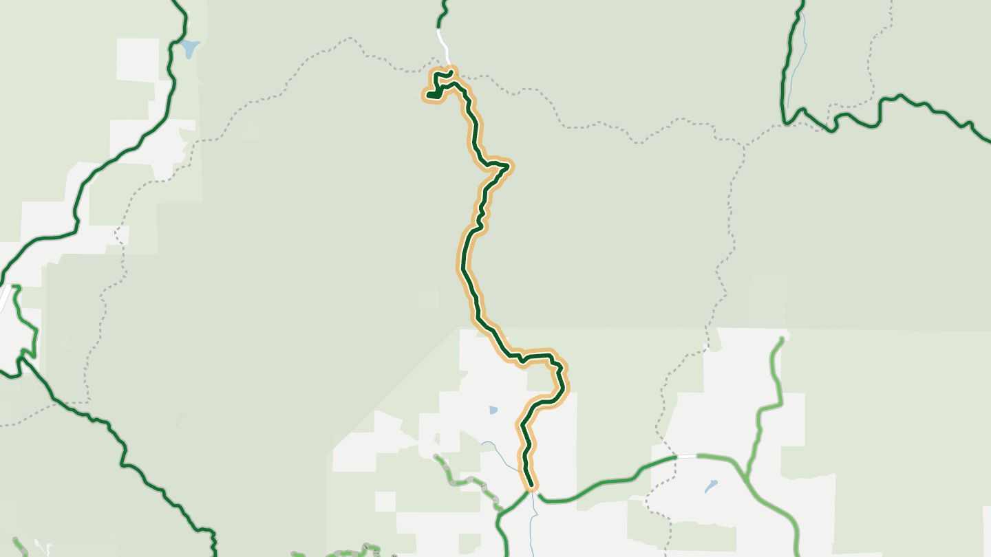 Map of US 19/129 over Blood Mountain near Neels Gap, with the road highlighted