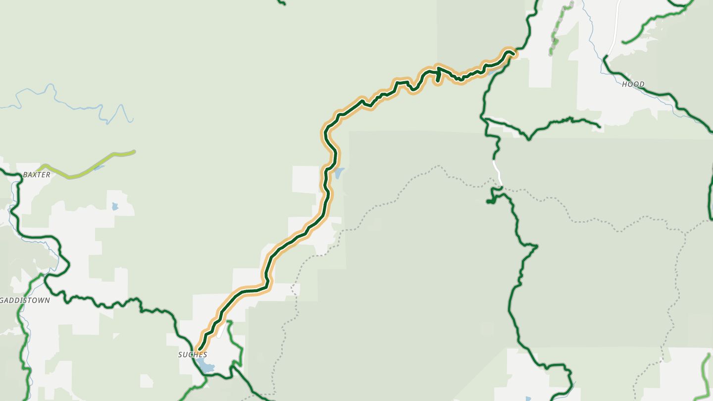 Map of Wolf Pen Gap Road (GA 180) near Suches, with the road highlighted