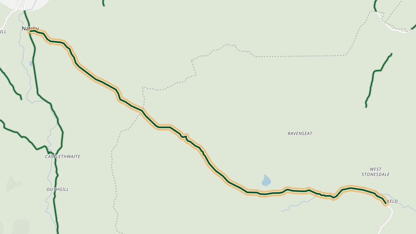 Map of B6270 Kirkby Stephen–Keld (Lamps Moss) near Kirkby Stephen, with the road highlighted