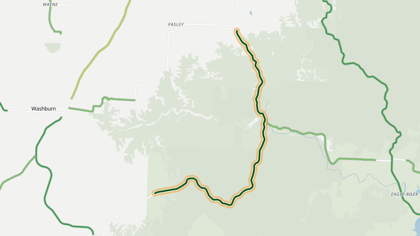 Map of Missouri 112 near Seligman, with the road highlighted