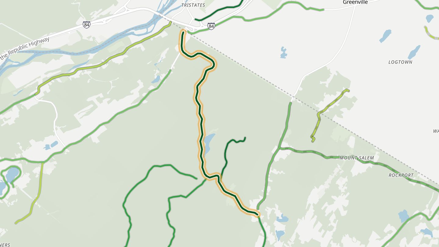 Map of NJ 23 over High Point near High Point State Park, with the road highlighted