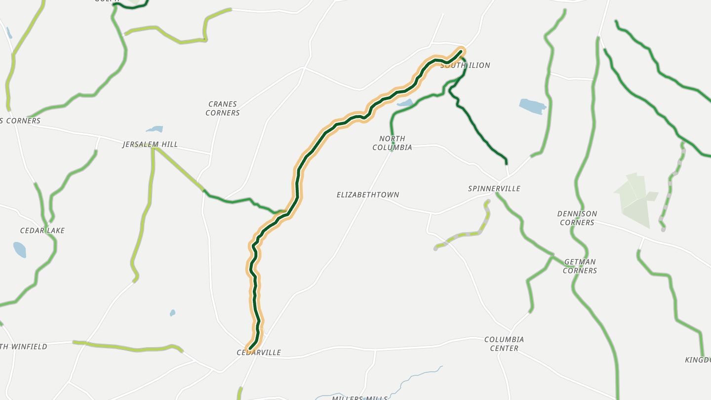 Map of Ilion Gorge (NY 51) near Ilion, with the road highlighted