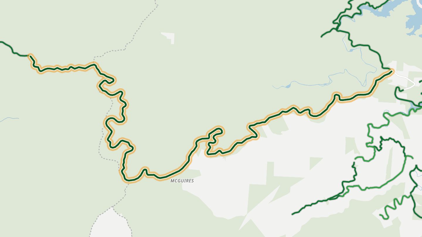 Map of Cherohala Skyway near Robbinsville, with the road highlighted