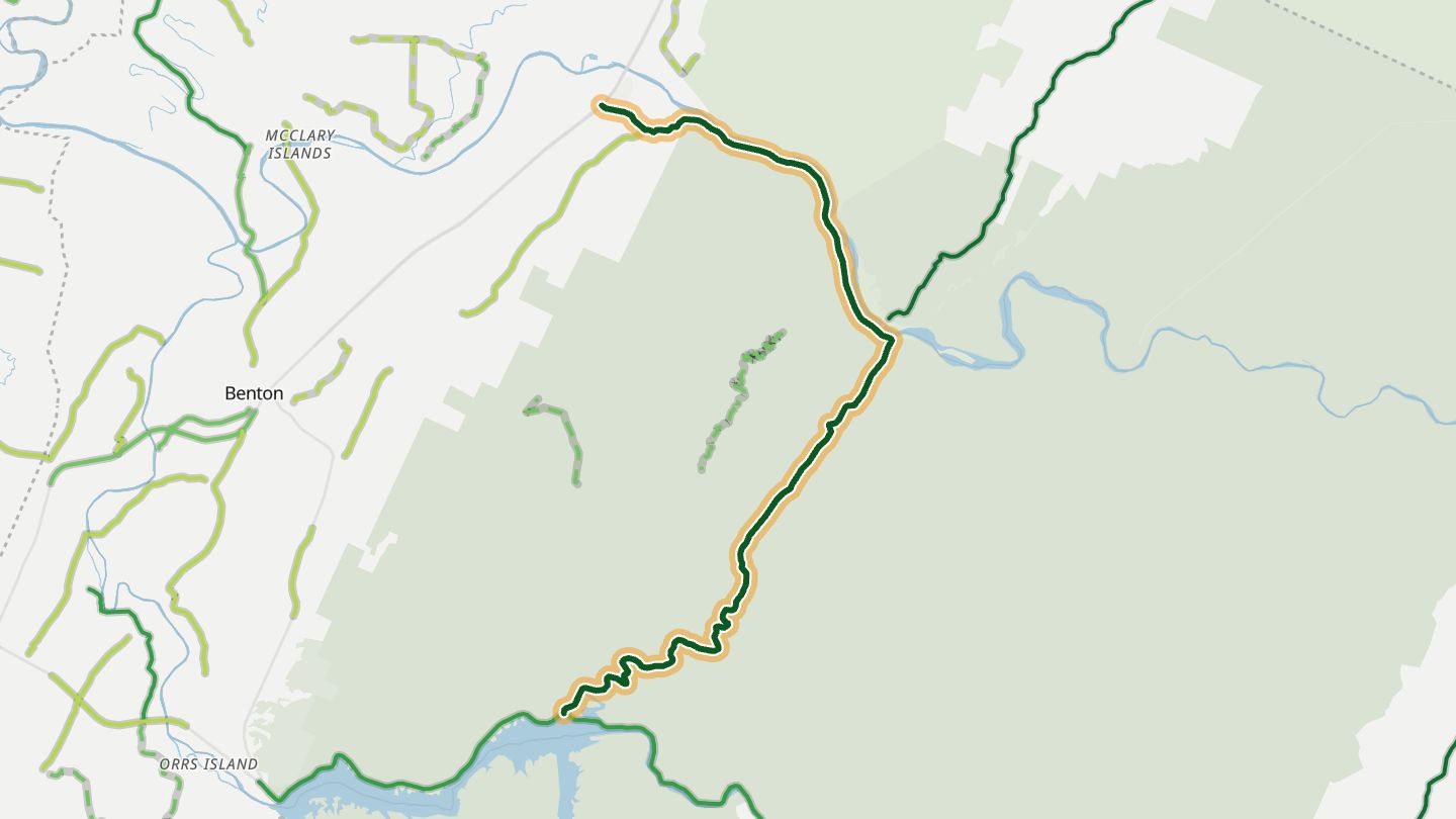 Map of TN 30 near Reliance, with the road highlighted