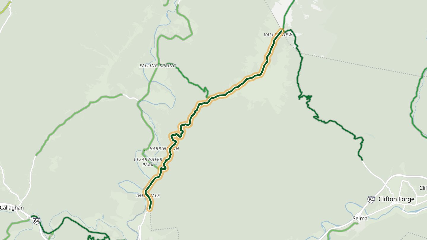 Map of US 220 (Hot Springs Road) near Covington, with the road highlighted