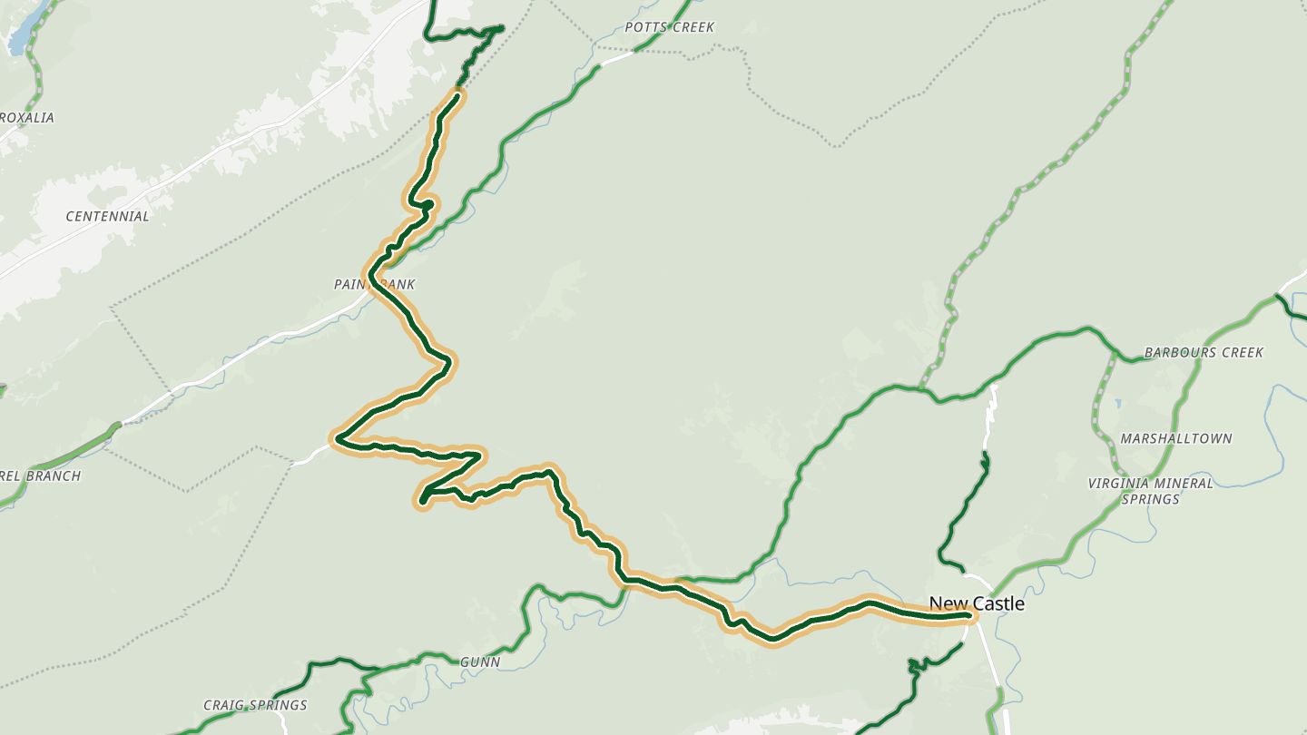 Map of VA-311 (Potts Mountain) near Paint Bank, with the road highlighted