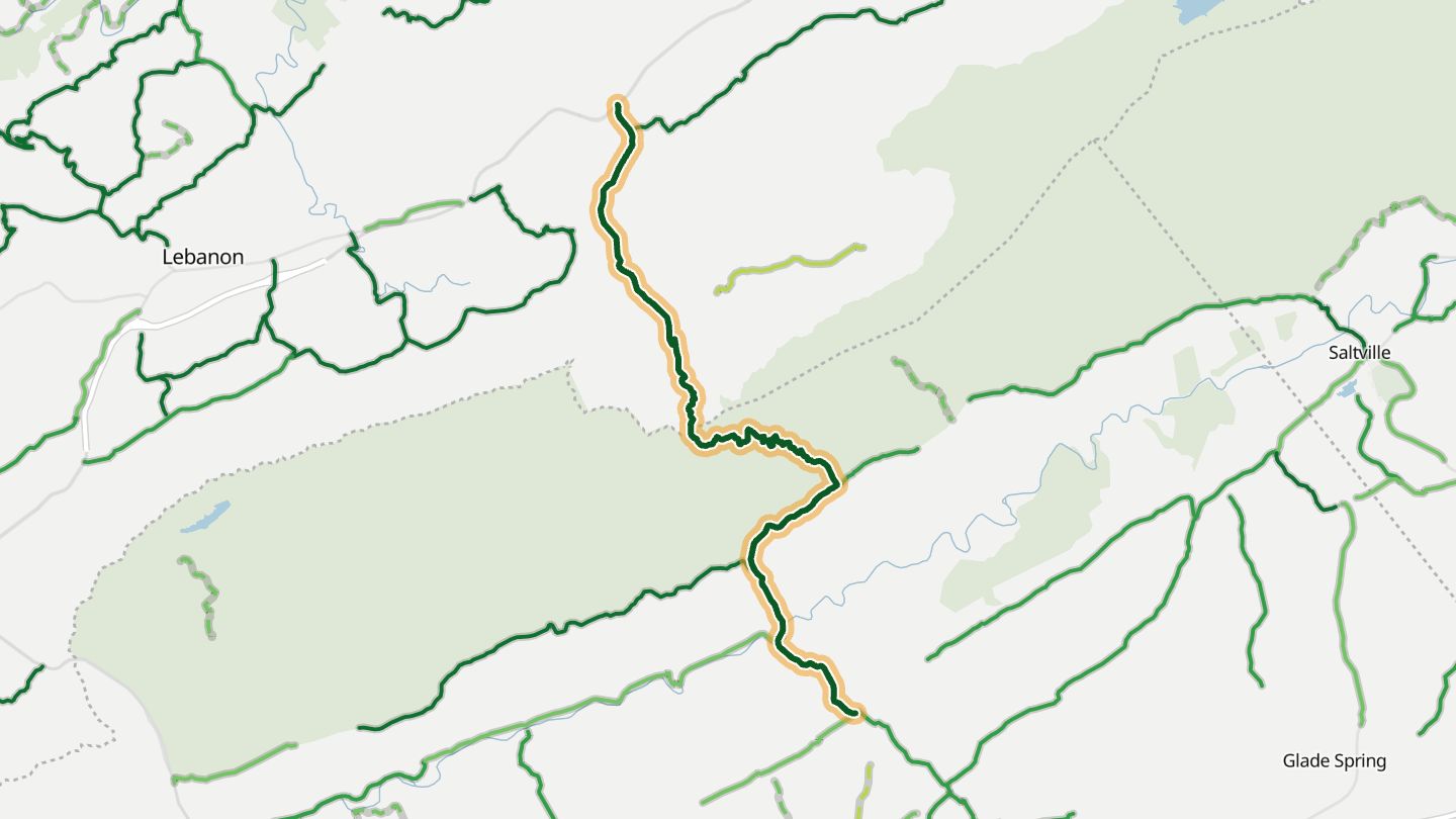 Map of VA-80 (Hayters Gap) near Meadowview, with the road highlighted