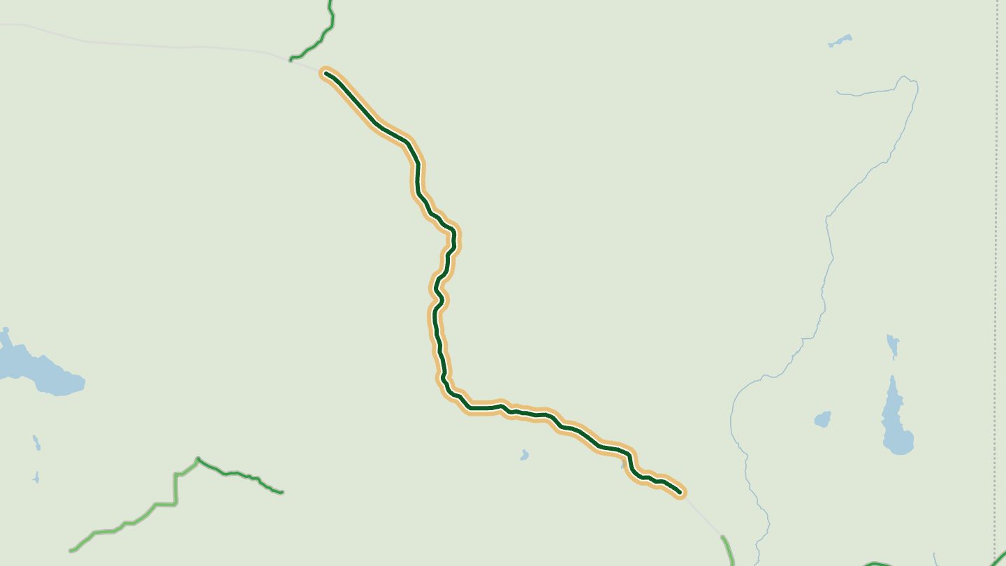 Map of Coulee Corridor (SR 155) near Grand Coulee, with the road highlighted
