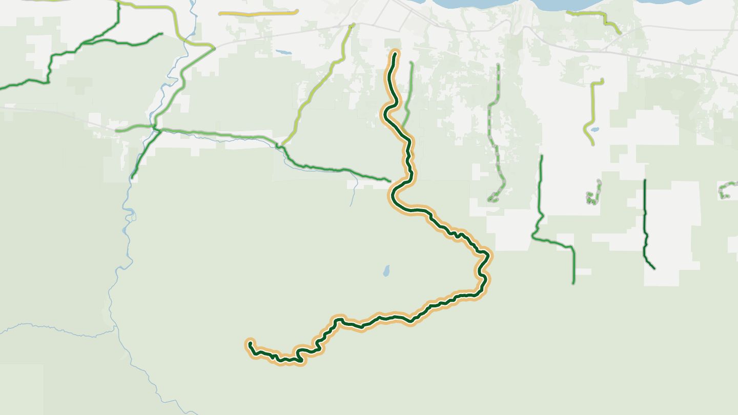 Map of Hurricane Ridge Road near Port Angeles, with the road highlighted