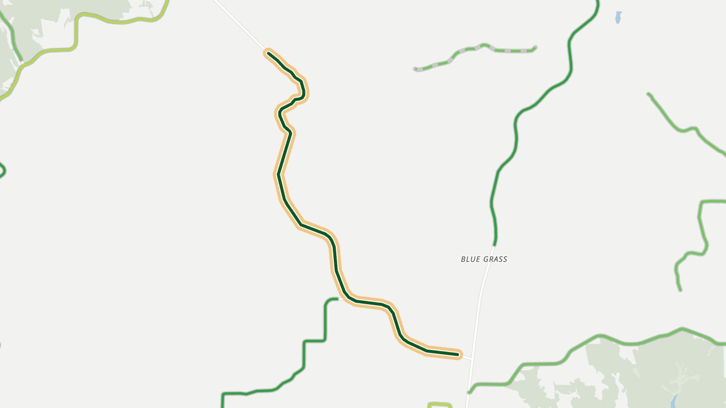 Map of Highway 130 near Clyde, with the road highlighted